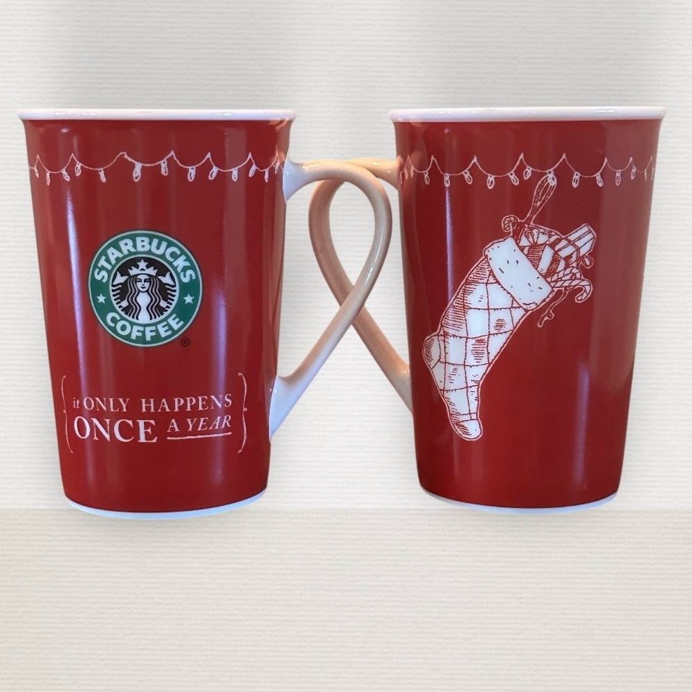 Starbucks “It Only Happens Once A Year” 2005 Red Cup. Set of Two. 12oz. BNWOT